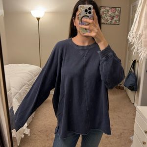 Aerie distressed blue crewneck sweater/sweatshirt - size large